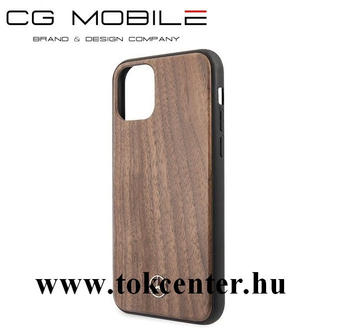 Apple iPhone 11 MERCEDES-BENZ műanyag telefonvédő (valódi fa hátlap) BARNA (MEHCN61VWOLB)