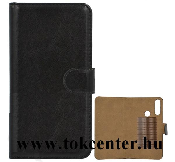 Lenovo K10 Plus (L39051) Tok álló, bőr hatású (FLIP, oldalra nyíló, bankkártya tartó, NANOAD szerű készülék rögzítés) FEKETE