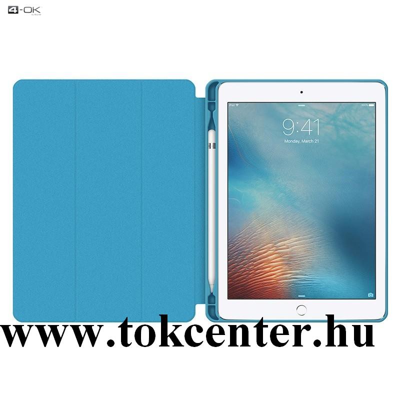 Apple IPAD 10.2 (2019) / Apple IPAD 10.2 (2020) 4-OK tok álló, bőr hatású (aktív flip, oldalra nyíló, TRIFOLD asztali tartó funkció, Apple Pencil tartó) MENTAZÖLD