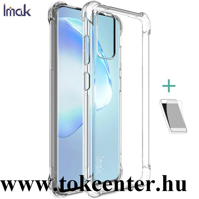Samsung Galaxy S20 (SM-G980F) IMAK szilikon telefonvédő (közepesen ütésálló, légpárnás sarok + képernyővédő fólia) ÁTLÁTSZÓ