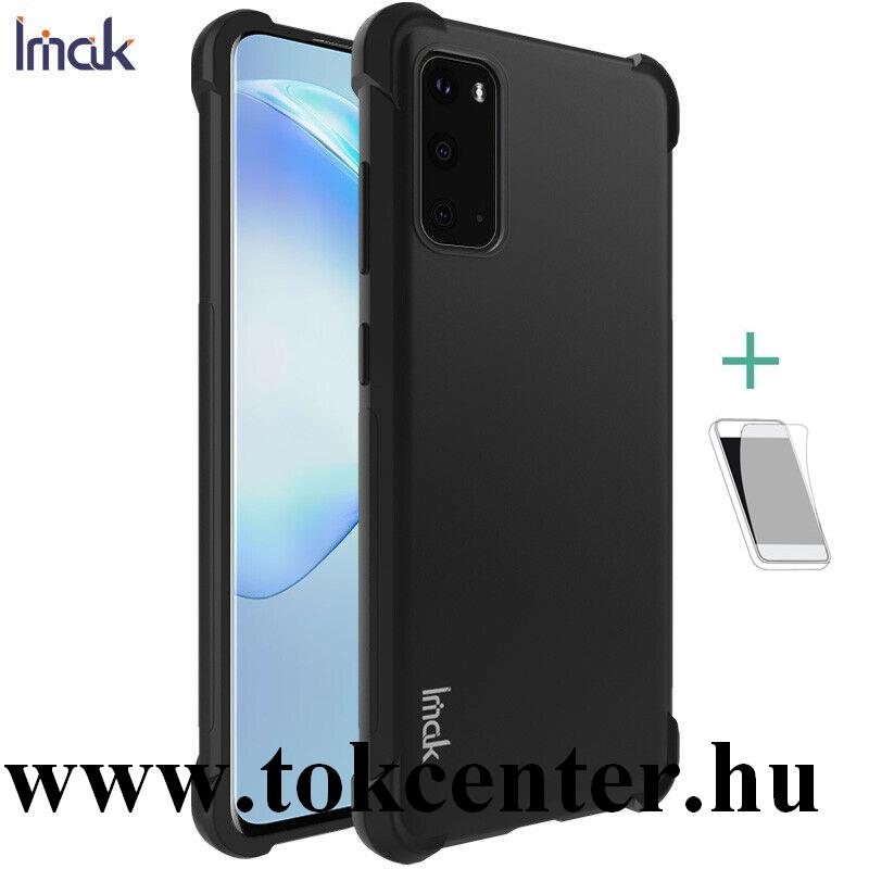 Samsung Galaxy S20 (SM-G980F) IMAK szilikon telefonvédő (közepesen ütésálló, légpárnás sarok, matt + képernyővédő fólia) FEKETE