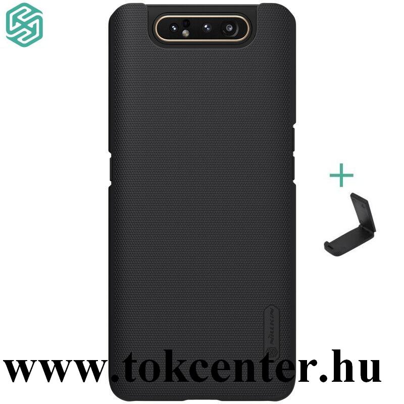 Samsung Galaxy A80 (SM-A805F) / Samsung Galaxy A90 5G (SM-A908F) NILLKIN SUPER FROSTED műanyag telefonvédő (gumírozott, érdes felület + asztali tartó) FEKETE
