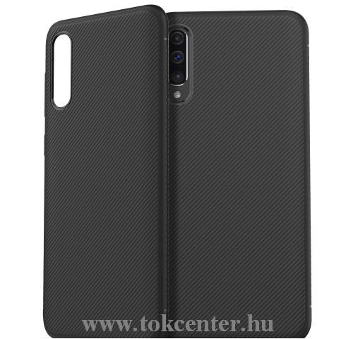 Huawei P40 Lite Szilikon telefonvédő (közepesen ütésálló, csíkos minta) FEKETE