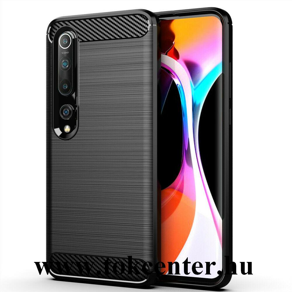 Xiaomi Mi 10 5G / Xiaomi MI 10 Pro 5G Szilikon telefonvédő (közepesen ütésálló, légpárnás sarok, szálcsiszolt, karbon minta) FEKETE