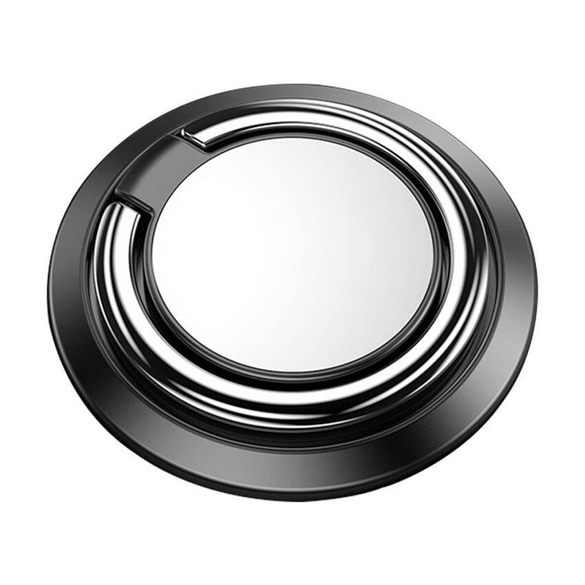 Telefontartó gyűrű (fém, ragasztható, telefon tartó, kitámasztó, 360°-ban forgatható) FEKETE