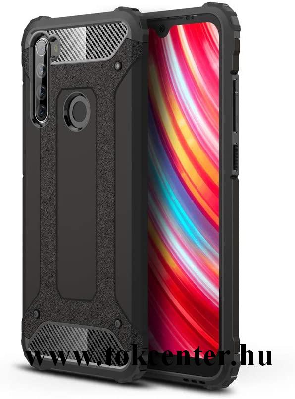 Xiaomi Redmi Note 8T Defender műanyag telefonvédő (közepesen ütésálló, légpárnás sarok, szilikon belső, fémhatás) FEKETE