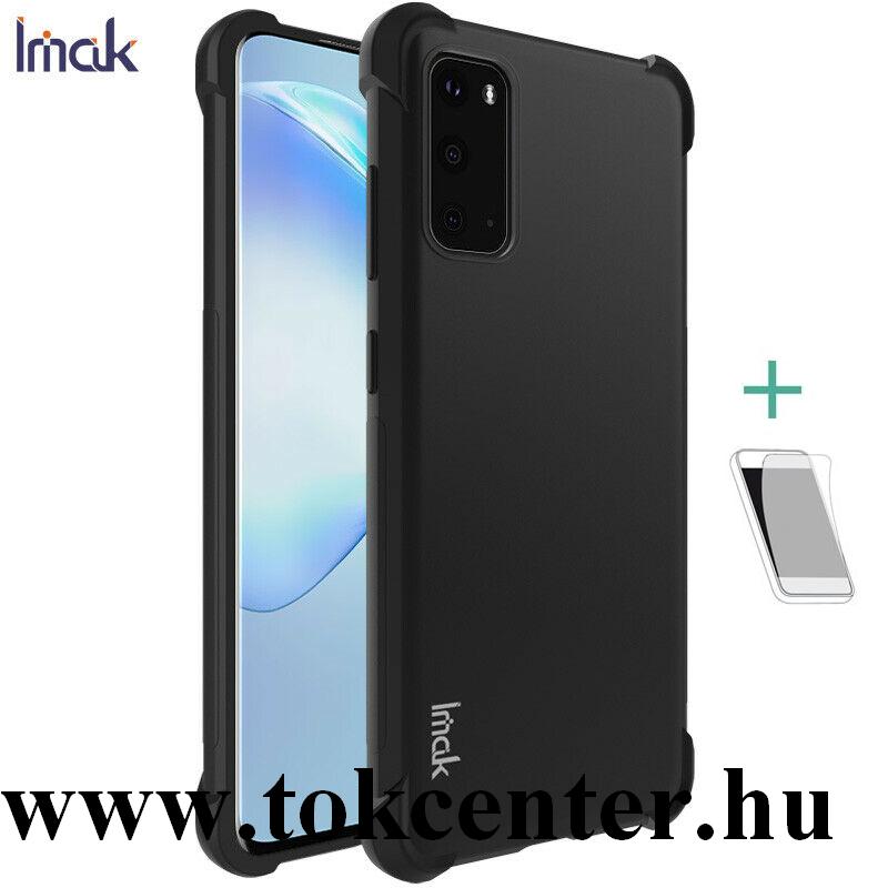 Samsung Galaxy S20 (SM-G980F) IMAK szilikon telefonvédő (közepesen ütésálló, légpárnás sarok + képernyővédő fólia) METÁLFEKETE