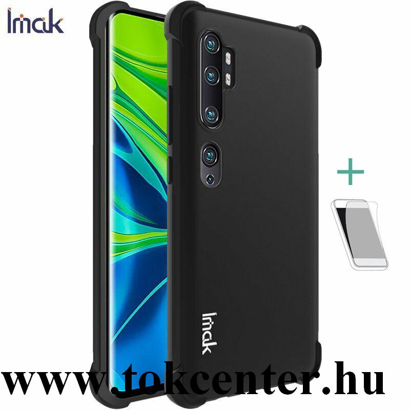 Xiaomi Mi Note 10 / Xiaomi Mi Note 10 Pro IMAK szilikon telefonvédő (közepesen ütésálló, légpárnás sarok, matt + képernyővédő fólia) FEKETE