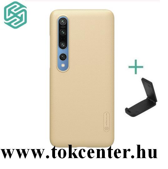 Xiaomi Mi 10 5G / Xiaomi MI 10 Pro 5G NILLKIN SUPER FROSTED műanyag telefonvédő (gumírozott, érdes felület + asztali tartó) ARANY