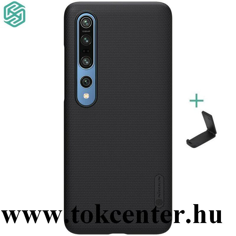 Xiaomi Mi 10 5G / Xiaomi MI 10 Pro 5G NILLKIN SUPER FROSTED műanyag telefonvédő (gumírozott, érdes felület + asztali tartó) FEKETE