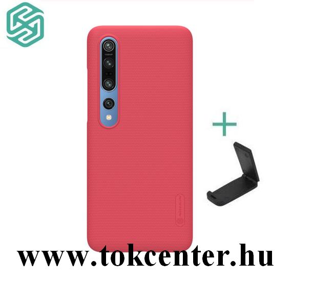 Xiaomi Mi 10 5G / Xiaomi MI 10 Pro 5G NILLKIN SUPER FROSTED műanyag telefonvédő (gumírozott, érdes felület + asztali tartó) PIROS