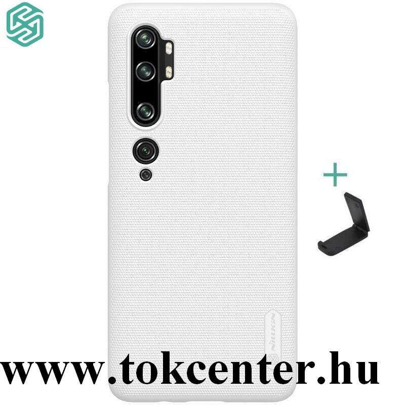 Xiaomi Mi Note 10 / Xiaomi Mi Note 10 Pro NILLKIN SUPER FROSTED műanyag telefonvédő (gumírozott, érdes felület + asztali tartó) FEHÉR