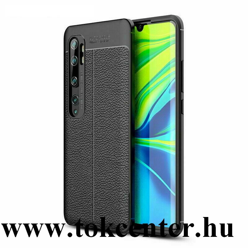 Xiaomi Mi Note 10 / Xiaomi Mi Note 10 Pro Szilikon telefonvédő (közepesen ütésálló, bőr hatású, varrás minta) FEKETE