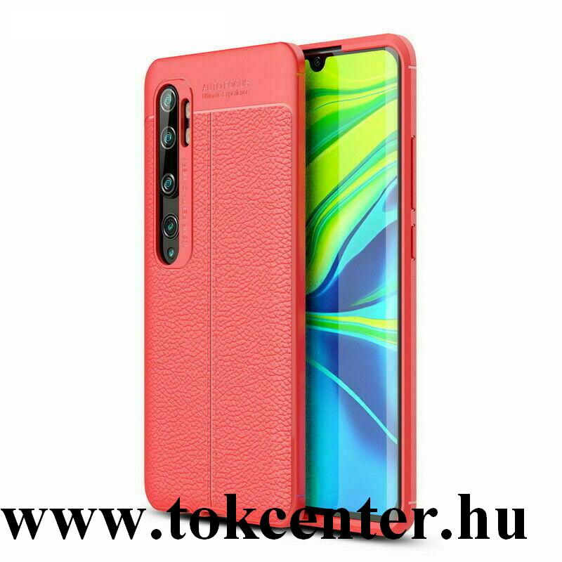Xiaomi Mi Note 10 / Xiaomi Mi Note 10 Pro Szilikon telefonvédő (közepesen ütésálló, bőr hatású, varrás minta) PIROS