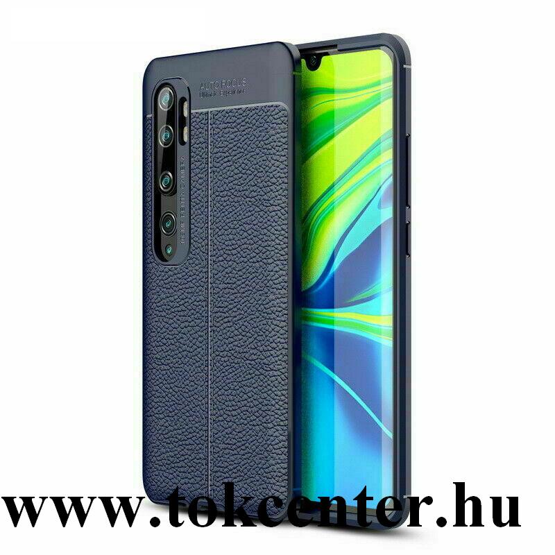 Xiaomi Mi Note 10 / Xiaomi Mi Note 10 Pro Szilikon telefonvédő (közepesen ütésálló, bőr hatású, varrás minta) SÖTÉTKÉK