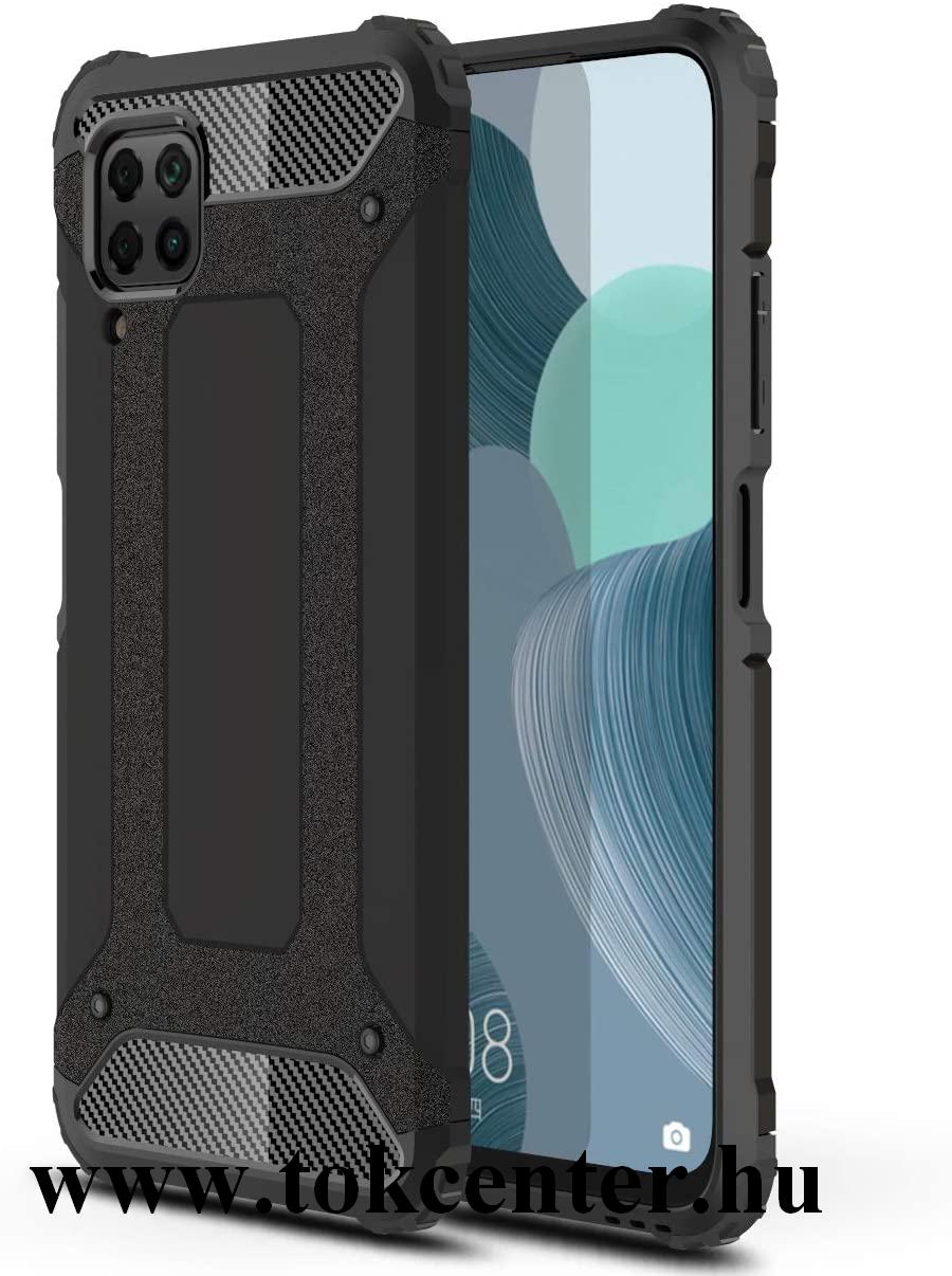 Huawei P40 Lite Defender műanyag telefonvédő (közepesen ütésálló, légpárnás sarok, szilikon belső, fémhatás) FEKETE