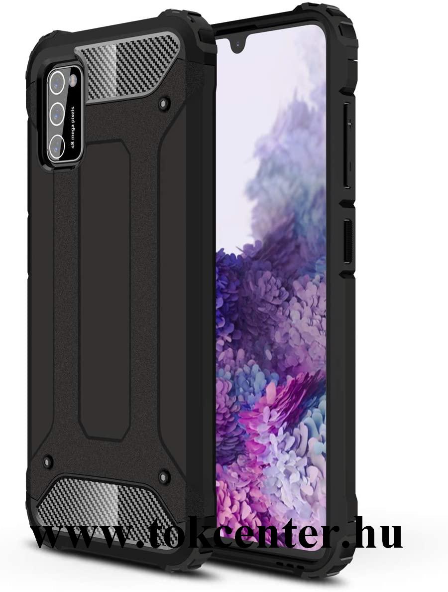 Samsung Galaxy A41 (SM-A415F) Defender műanyag telefonvédő (közepesen ütésálló, légpárnás sarok, szilikon belső, fémhatás) FEKETE