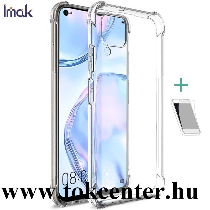 Huawei P40 Lite IMAK szilikon telefonvédő (közepesen ütésálló, légpárnás sarok + képernyővédő fólia) ÁTLÁTSZÓ