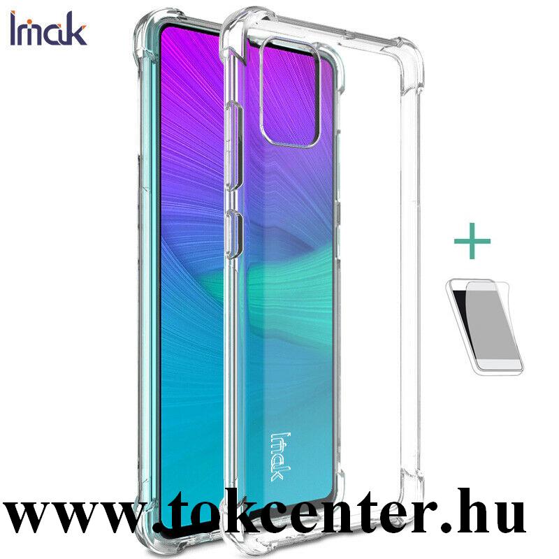 Samsung Galaxy A71 (SM-A715F) IMAK szilikon telefonvédő (közepesen ütésálló, légpárnás sarok + képernyővédő fólia) ÁTLÁTSZÓ
