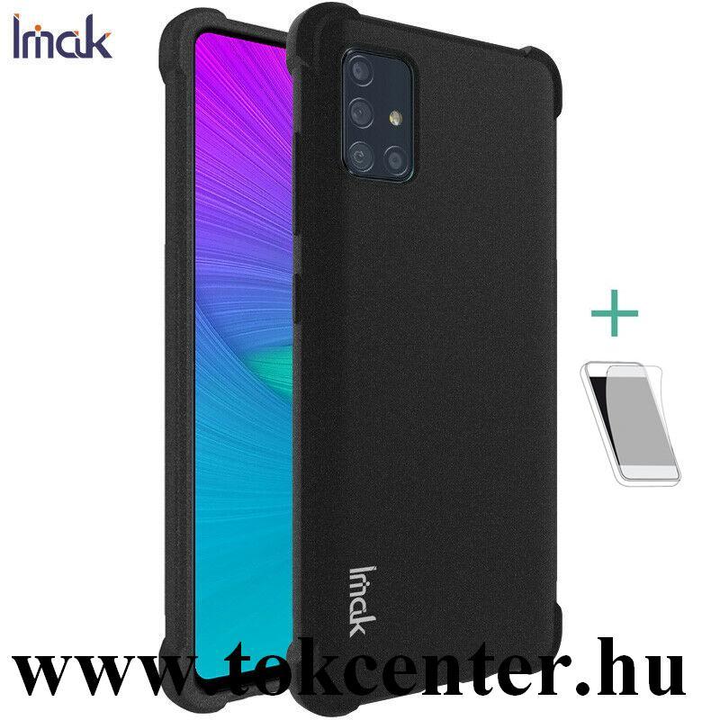 Samsung Galaxy A71 (SM-A715F) IMAK szilikon telefonvédő (közepesen ütésálló, légpárnás sarok, matt + képernyővédő fólia) FEKETE