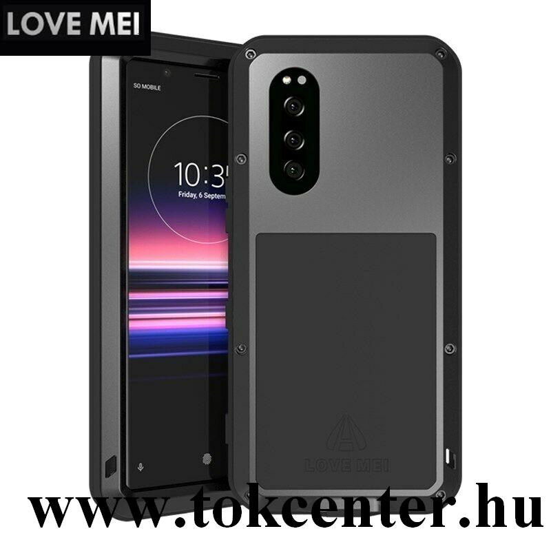 Sony Xperia 5 (J9210) LOVE MEI Defender telefonvédő gumi (ütésálló, fém keret) FEKETE