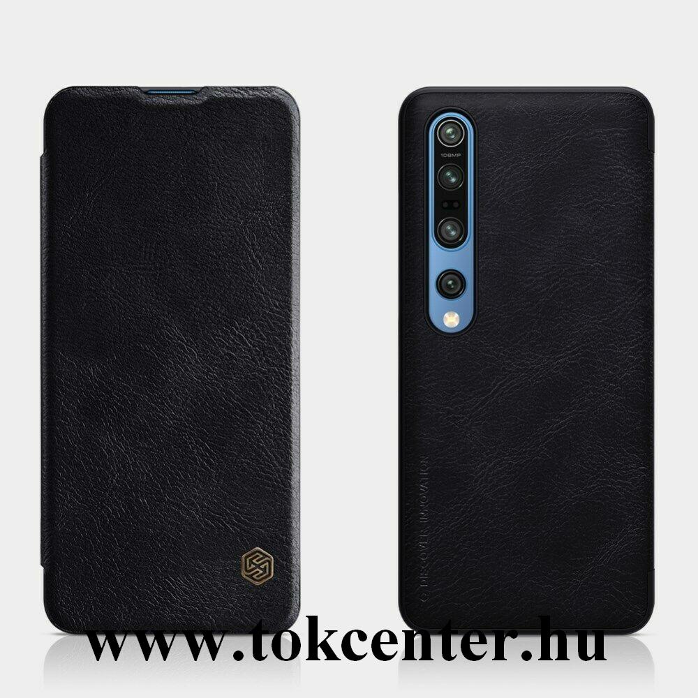 Xiaomi Mi 10 5G / Xiaomi MI 10 Pro 5G NILLKIN QIN tok álló, bőr hatású (FLIP, oldalra nyíló, bankkártya tartó) FEKETE