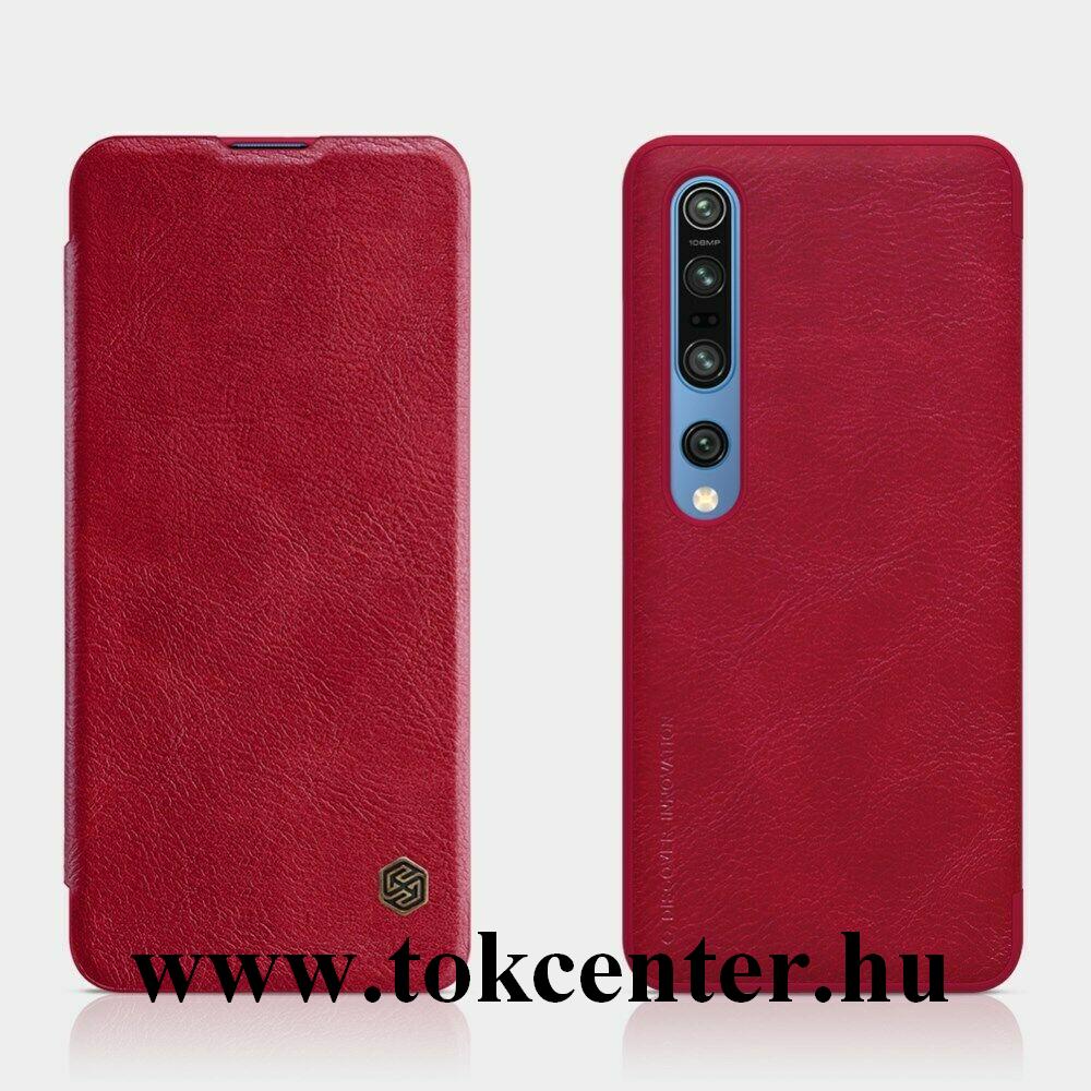 Xiaomi Mi 10 5G / Xiaomi MI 10 Pro 5G NILLKIN QIN tok álló, bőr hatású (FLIP, oldalra nyíló, bankkártya tartó) PIROS