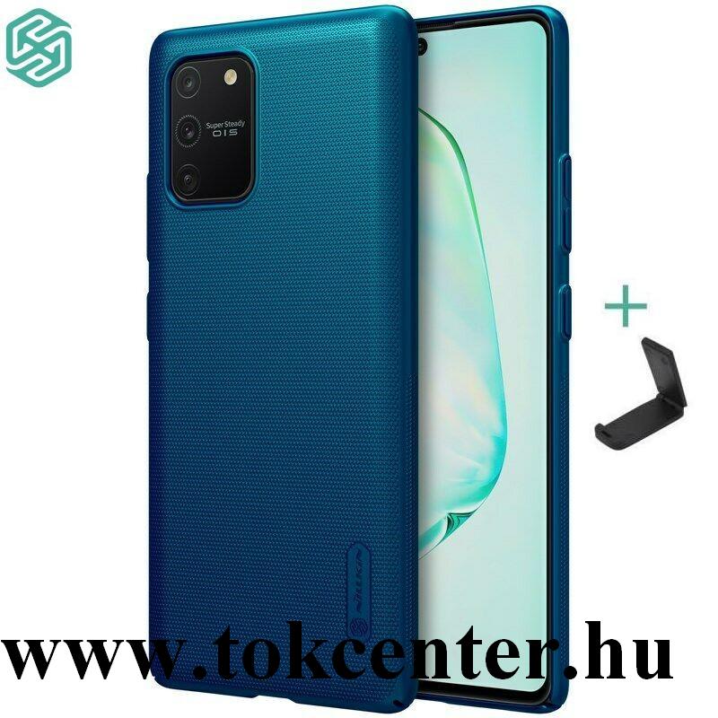 Samsung Galaxy S10 Lite (SM-G770F) NILLKIN SUPER FROSTED műanyag telefonvédő (gumírozott, érdes felület + asztali tartó) SÖTÉTKÉK