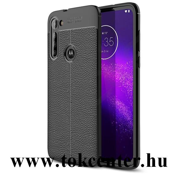 Motorola Moto G8 Power (XT2043) Szilikon telefonvédő (közepesen ütésálló, bőr hatású, varrás minta) FEKETE