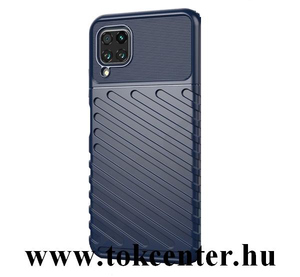 Huawei P40 Lite Szilikon telefonvédő (közepesen ütésálló, csíkos, dombor minta) KÉK
