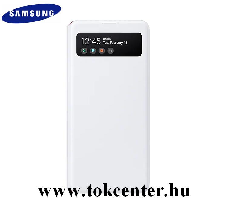 Samsung Galaxy A41 (SM-A415F) Tok álló (aktív flip, oldalra nyíló, hívószámkijelzés, Smart View Cover) FEHÉR (EF-EA415PWEGE)