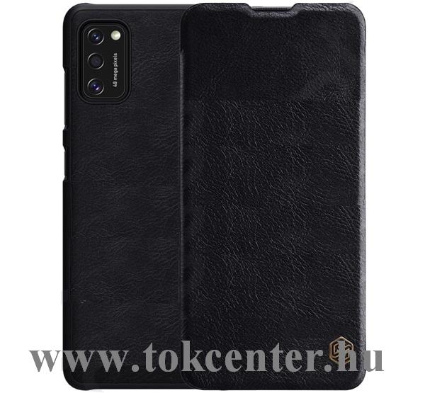Samsung Galaxy A41 (SM-A415F) NILLKIN QIN tok álló, bőr hatású (FLIP, oldalra nyíló, bankkártya tartó) FEKETE