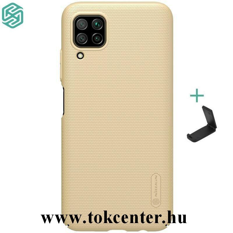 Huawei P40 Lite NILLKIN SUPER FROSTED műanyag telefonvédő (gumírozott, érdes felület + asztali tartó) ARANY