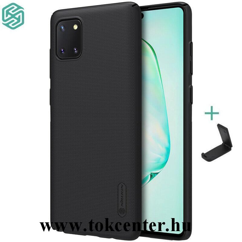 Samsung Galaxy Note 10 Lite (SM-N770F) NILLKIN SUPER FROSTED műanyag telefonvédő (gumírozott, érdes felület + asztali tartó) FEKETE