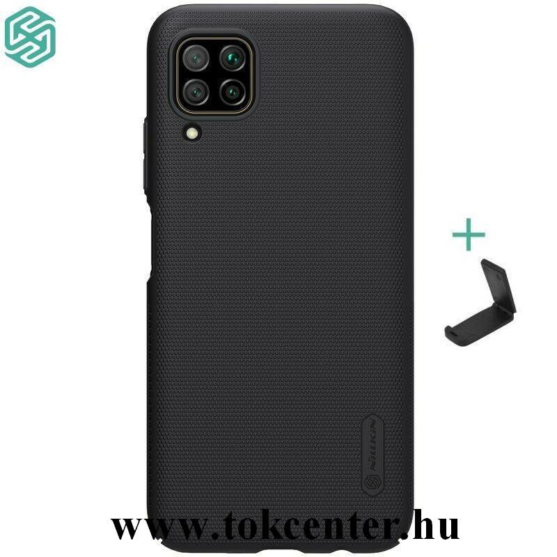 Huawei P40 Lite NILLKIN SUPER FROSTED műanyag telefonvédő (gumírozott, érdes felület + asztali tartó) FEKETE