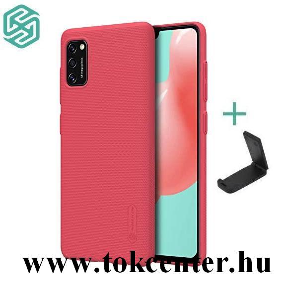 Samsung Galaxy A41 (SM-A415F) NILLKIN SUPER FROSTED műanyag telefonvédő (gumírozott, érdes felület + asztali tartó) PIROS