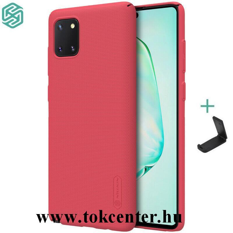 Samsung Galaxy Note 10 Lite (SM-N770F) NILLKIN SUPER FROSTED műanyag telefonvédő (gumírozott, érdes felület + asztali tartó) PIROS
