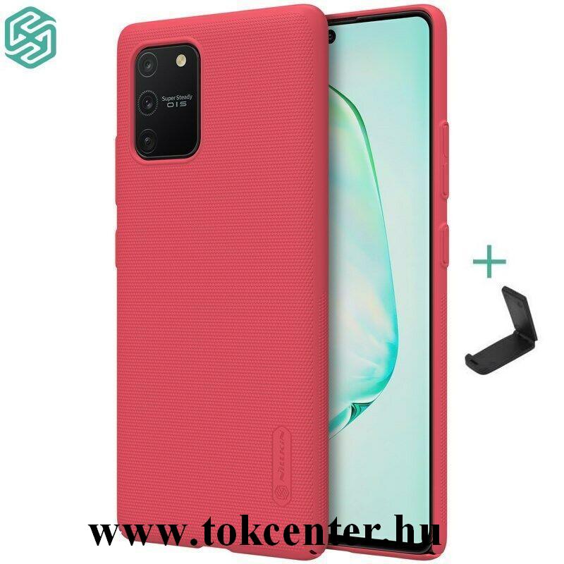 Samsung Galaxy S10 Lite (SM-G770F) NILLKIN SUPER FROSTED műanyag telefonvédő (gumírozott, érdes felület + asztali tartó) PIROS