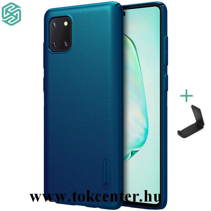 Samsung Galaxy Note 10 Lite (SM-N770F) NILLKIN SUPER FROSTED műanyag telefonvédő (gumírozott, érdes felület + asztali tartó) SÖTÉTKÉK