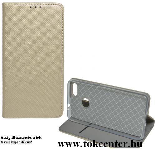 Huawei P40 Lite E Tok álló, bőr hatású (FLIP, oldalra nyíló, asztali tartó funkció, rombusz minta) ARANY