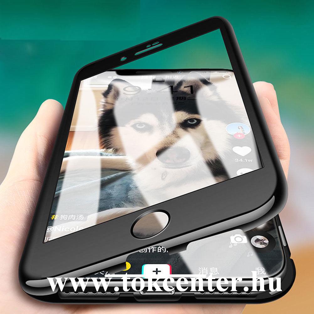 Apple iPhone 7 4.7 /Apple iPhone 8 4.7 / Apple iPhone SE (2020) Alumínium telefonvédő (360°-os védelem, mágneses keret, közepesen ütésálló, edzett üveg hátlap, 9H) FEKETE