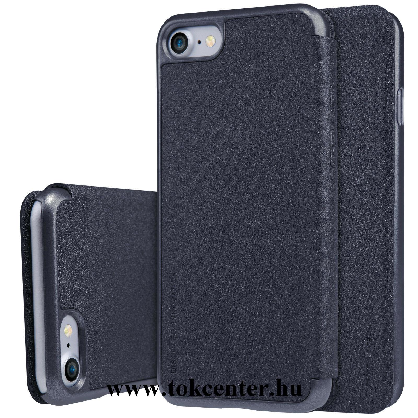 Apple iPhone 7 4.7 / Apple iPhone 8 4.7 / Apple iPhone SE (2020) NILLKIN SPARKLE műanyag telefonvédő (mikroszálas bőr hatású flip, oldalra nyíló) FEKETE