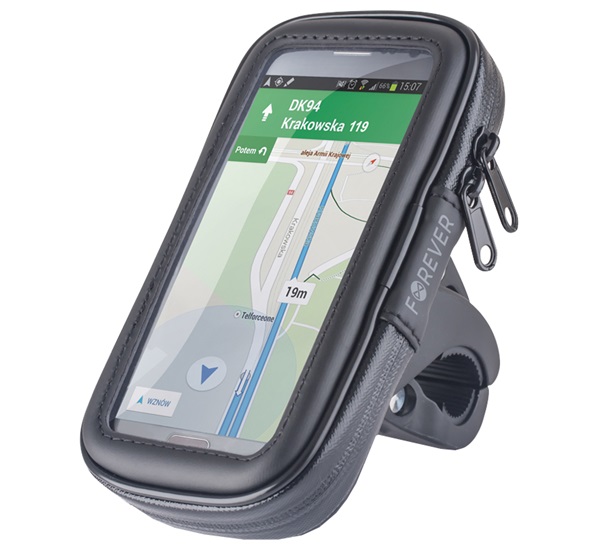 FOREVER kerékpáros telefontartó (kormányra rögzíthető, szilikon, univerzális, 6,5'') FEKETE