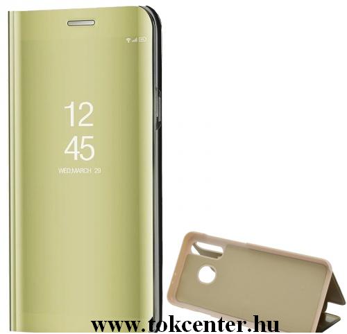 Samsung Galaxy A51 (SM-A515F) Tok álló (aktív flip, oldalra nyíló, asztali tartó funkció, tükrös felület, Mirror View Case) ARANY