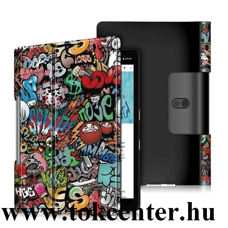 Lenovo Yoga Smart 10.1 (YT-X705F) WIFI / Lenovo Yoga Smart 10.1 (YT-X705L) LTE Tok álló, bőr hatású (aktív flip, oldalra nyíló, asztali tartó funkció, graffiti minta) SZÍNES
