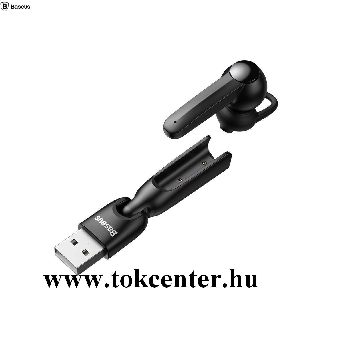 BASEUS ENCOK BLUETOOTH fülhallgató MONO (mikrofon, multipoint + USB töltőállomás) FEKETE