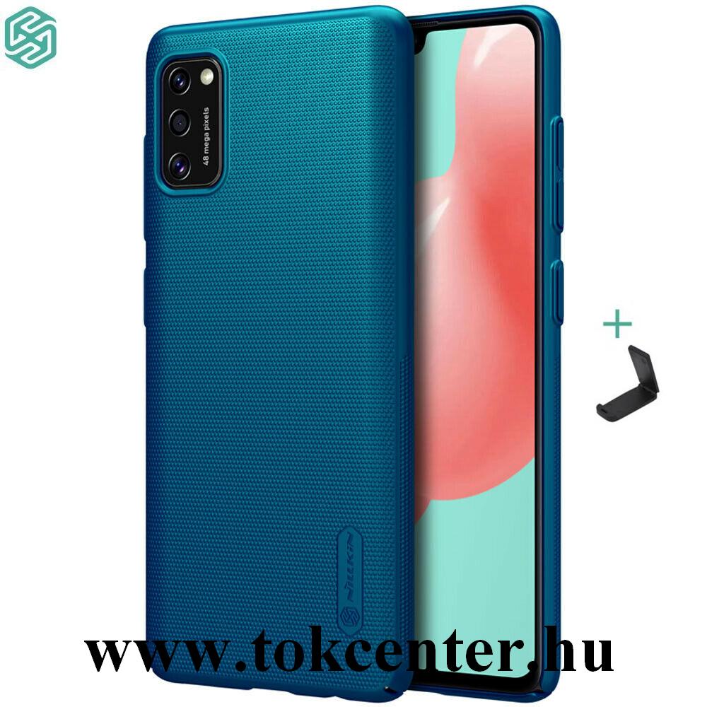 Samsung Galaxy A41 (SM-A415F) NILLKIN SUPER FROSTED műanyag telefonvédő (gumírozott, érdes felület + asztali tartó) KÉK