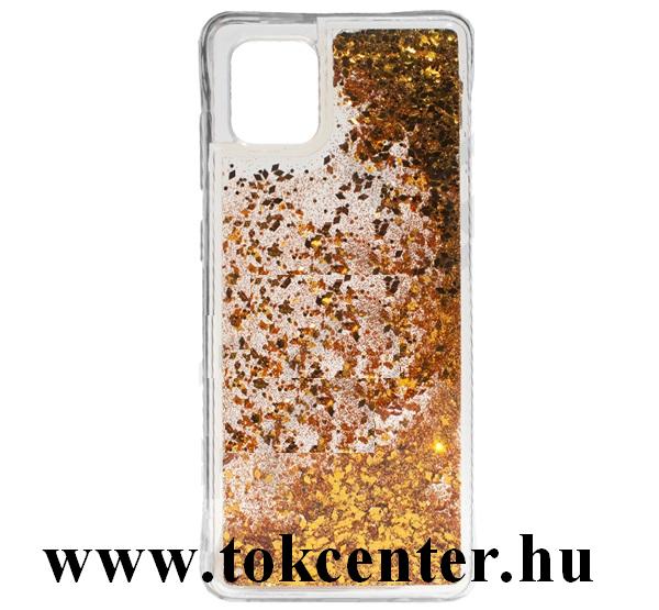 Samsung Galaxy Note 10 Lite (SM-N770F) Szilikon telefonvédő (csillogó gyöngy, folyadék hátlap) ARANY