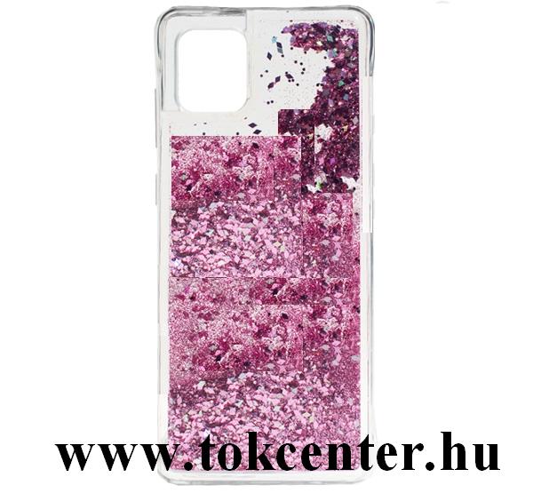 Samsung Galaxy Note 10 Lite (SM-N770F) Szilikon telefonvédő (csillogó gyöngy, folyadék hátlap) LILA