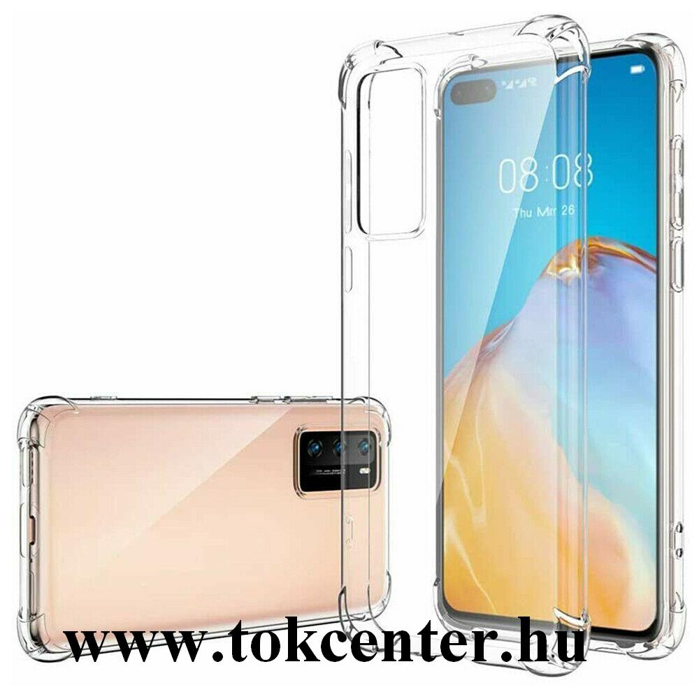 Huawei P40 Szilikon telefonvédő (közepesen ütésálló, légpárnás sarok) ÁTLÁTSZÓ